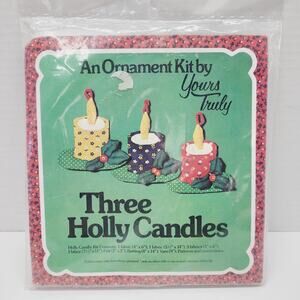 An Ornament Kit By Yours Truly Three Holly Candles Sewing Kit Vintage Craft